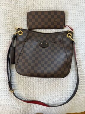 Louis Vuitton Damier Ebene South Bank Besace shoulder bag and wallet set